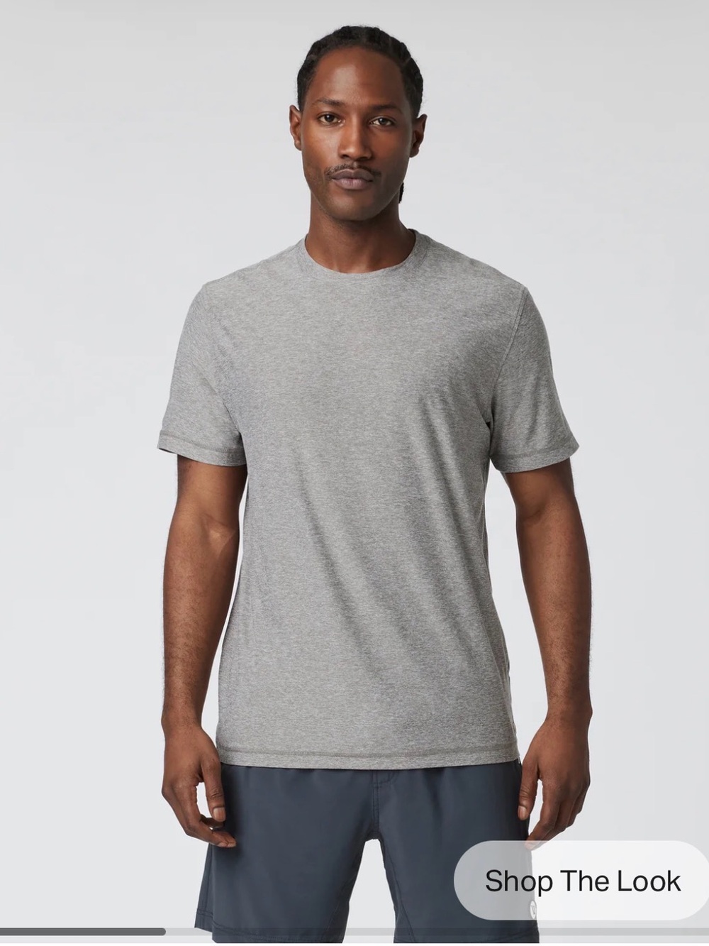 Vuori Men's Crew Neck Short Sleeve T‑Shirt in Light Gray
